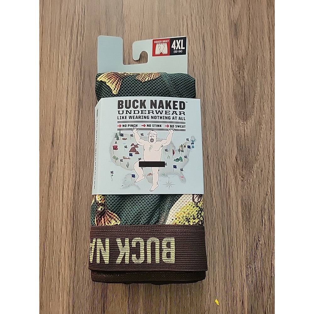 Duluth Trading Co. Men's Buck Naked Pattern Boxer Brief Sz 4xl. Fish Pattern